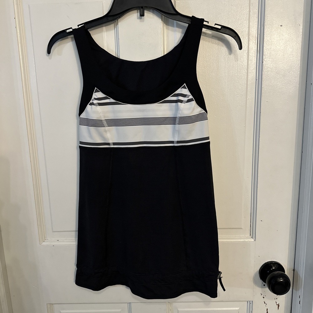 Lululemon Run Ta Ta Topper Black / Groovy Stripe Nimbus Top Sz S (?)